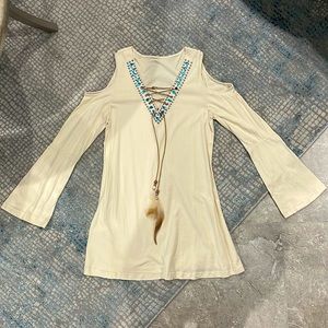 Cold shoulder beaded top